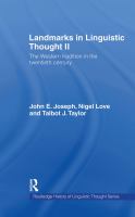 Landmarks in linguistic thought II : the Western tradition in the twentieth century /
