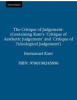 The critique of judgement /