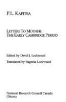 Letters to mother : the early Cambridge period /