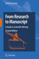 From research to manuscript a guide to scientific writing /