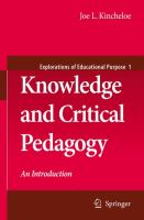 Knowledge and critical pedagogy : an introduction /