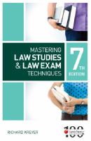 Mastering law studies and law exam techniques /