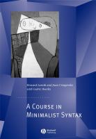 A course in minimalist syntax : foundations and prospects /
