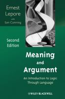 Meaning and argument : an introduction to logic through language /