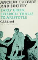 Early Greek science: Thales to Aristotle /