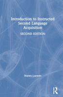 Introduction to instructed second language acquisition /