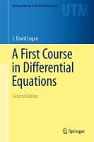 A first course in differential equations /