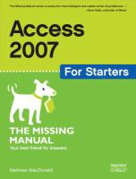 Access 2007 for starters the missing manual /