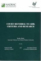 Court referral to ADR : criteria and research /