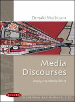 Media discourses analysing media texts /