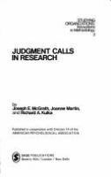 Judgment calls in research /