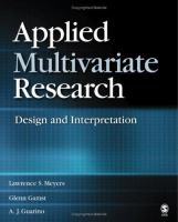Applied multivariate research : design and interpretation /