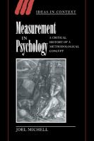 Measurement in psychology : critical history of a methodological concept /