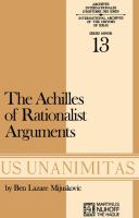 The Achilles of rationalist arguments : the simplicity, unity, and identity of thought and soul from the Cambridge Platonists to Kant: a study in the history of an argument.