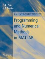 An introduction to programming and numerical methods in MATLAB /