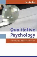 Qualitative psychology : introducing radical research /
