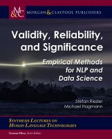Validity, reliability, and significance empirical methods for NLP and data science.