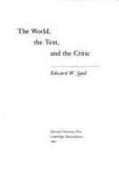 The world, the text, and the critic /