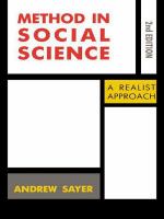 Method in social science : a realist approach /