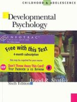 Developmental psychology : childhood and adolescence /