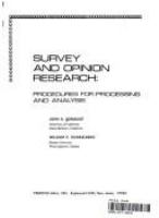 Survey and opinion research : procedures for processing and analysis /