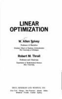 Linear optimization : [By] W. Allen Spivey [and] Robert M. Thrall.