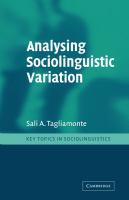 Analysing sociolinguistic variation /