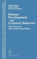 Human development and criminal behavior : new ways of advancing knowledge /