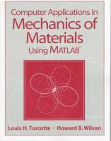 Computer applications in mechanics of materials using MATLAB /