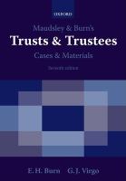 Maudsley and Burn's trusts and trustees : cases and materials /