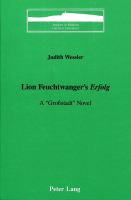 Lion Feuchtwanger's Erfolg, a "Grossstadt" novel /