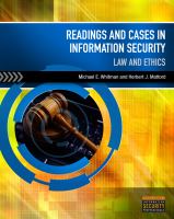 Readings and cases in information security : law and ethics /