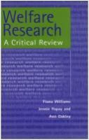Welfare research : a critical review /