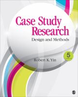 Case study research : design and methods /