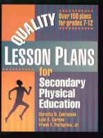 Quality lesson plans for secondary physical education /