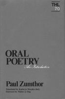 Oral poetry : an introduction /